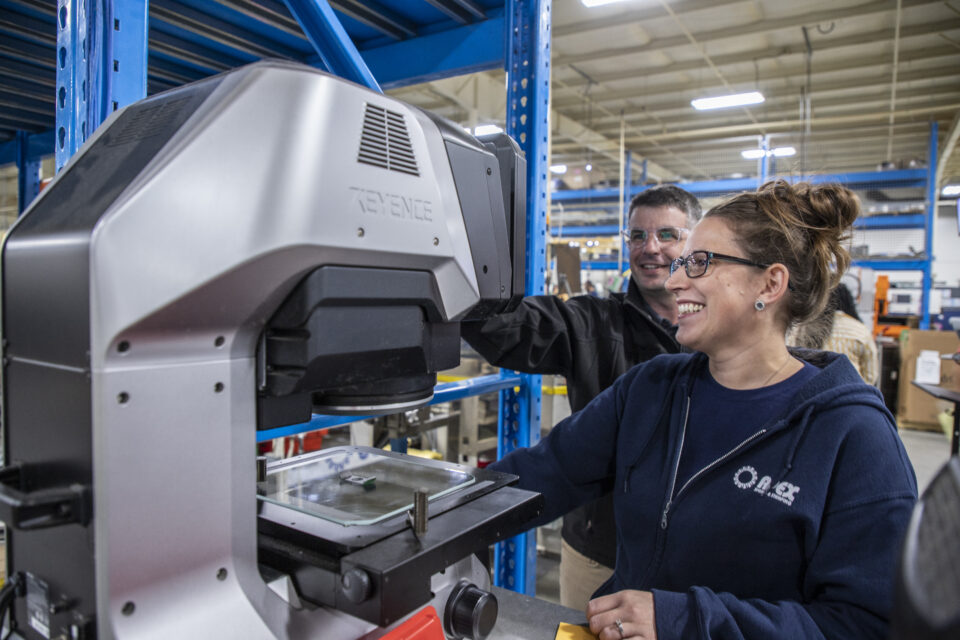 Employee Uses Keyence To Quality Check Part Manufactured At Apex