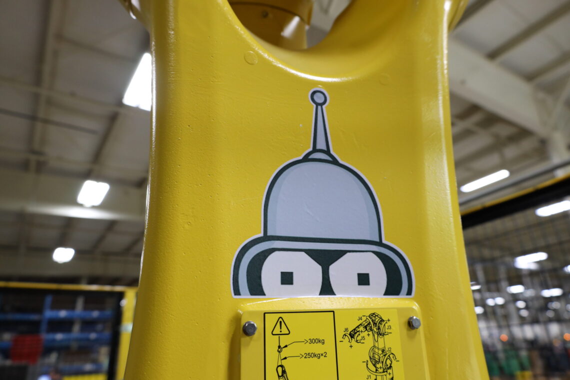 Close up photo of the side of Bender with custom graphics.