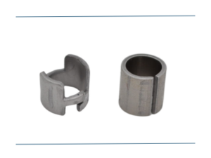 Image of two different split ring compression limiters from Apex Spring and Stamping. 