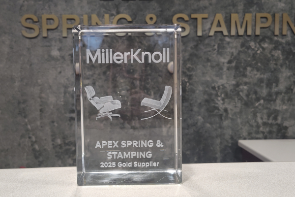 Photo of MillerKnoll Award to Apex Spring and Stamping for Gold Suppler 2025